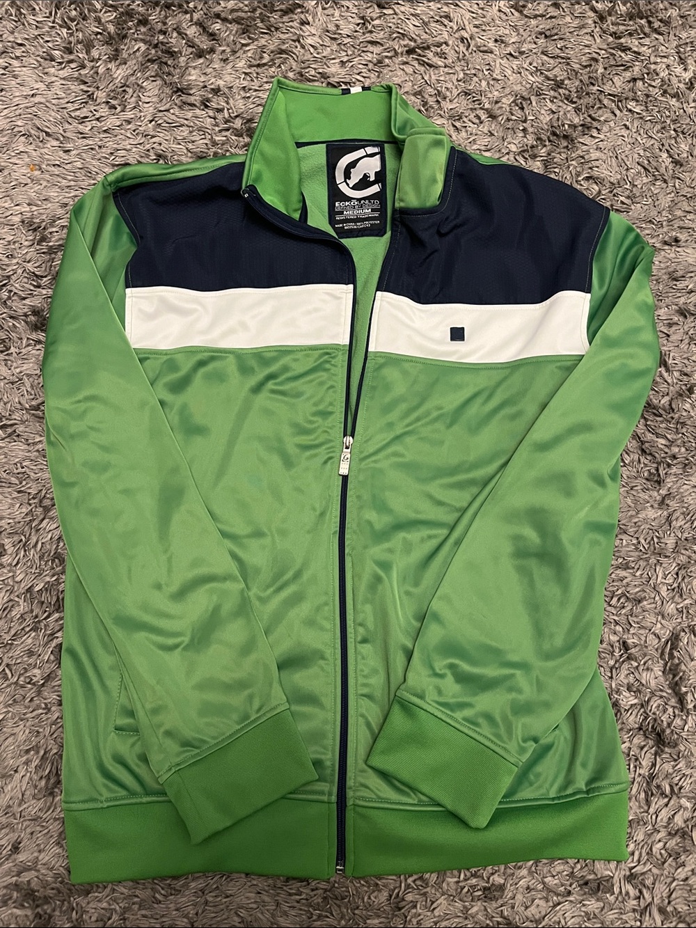 Ecko Green Track Jacket with Navy & White Panels